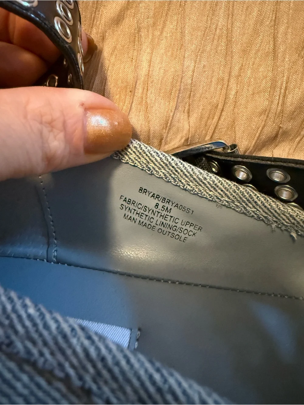 Steve Madden Light Blue Denim Ballet Flats with Studded Black Straps